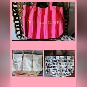 Lot 3 Victoria's Secret PINK Weekender Tote Bags